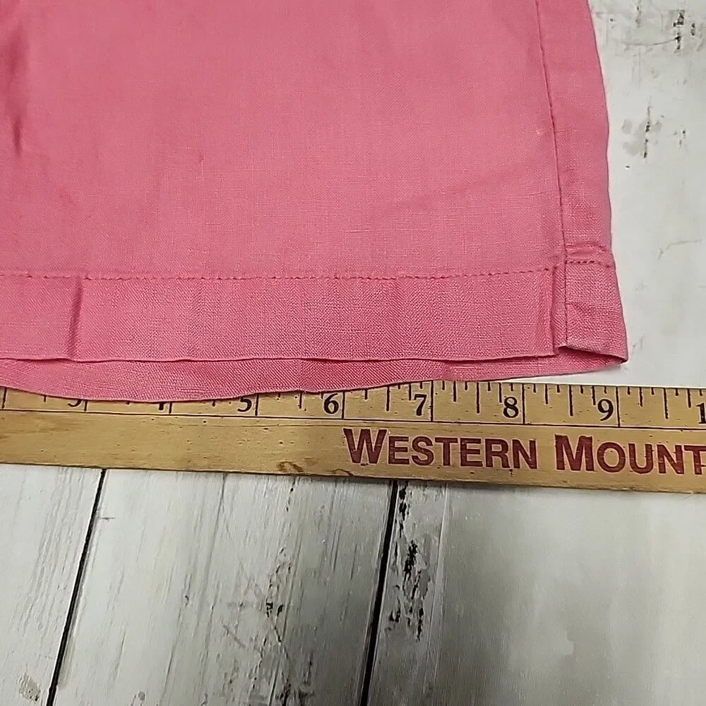 Express Women's Coral Pink 100% Linen Cargo Pants - Size 1/2 - Picture 9 of 11